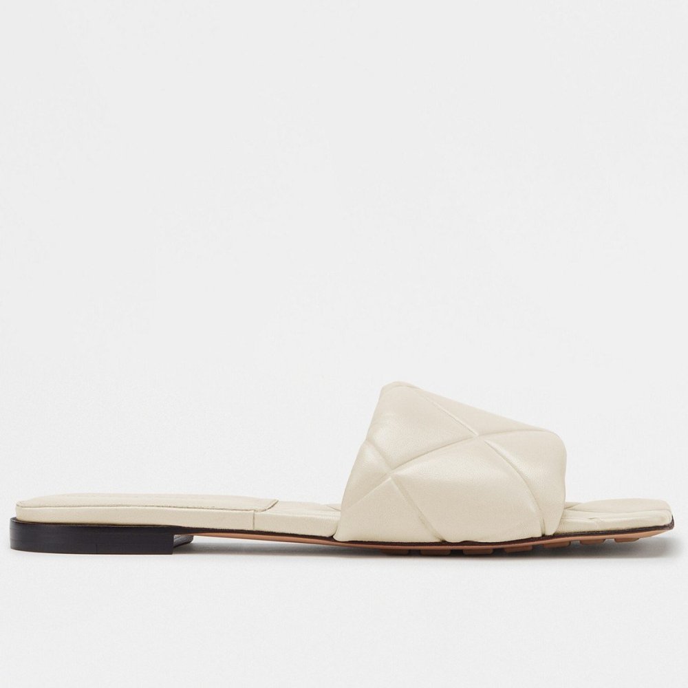 Cheap Reps Bottega Veneta Rubber Lido Slides In White Lambskin