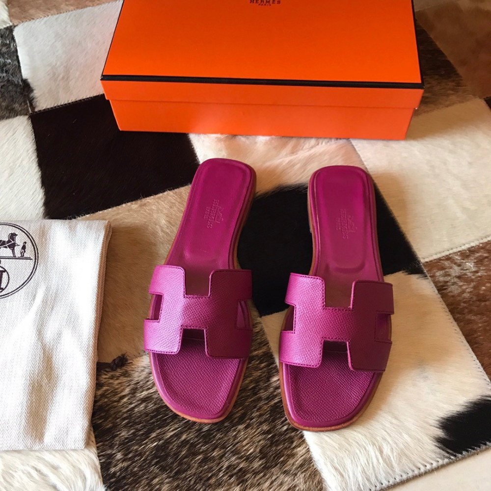 Cheap Reps Hermes Oran Slide Sandals In Anemone Epsom Calfskin