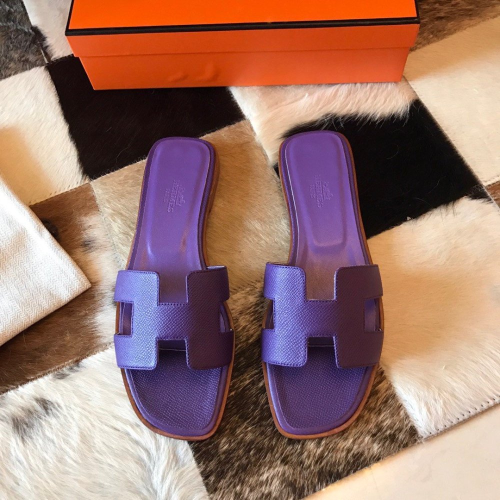 Cheap Reps Hermes Oran Slide Sandals In Crocus Epsom Calfskin